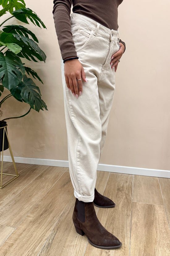 Pantalone ovetto velluto - PANNA