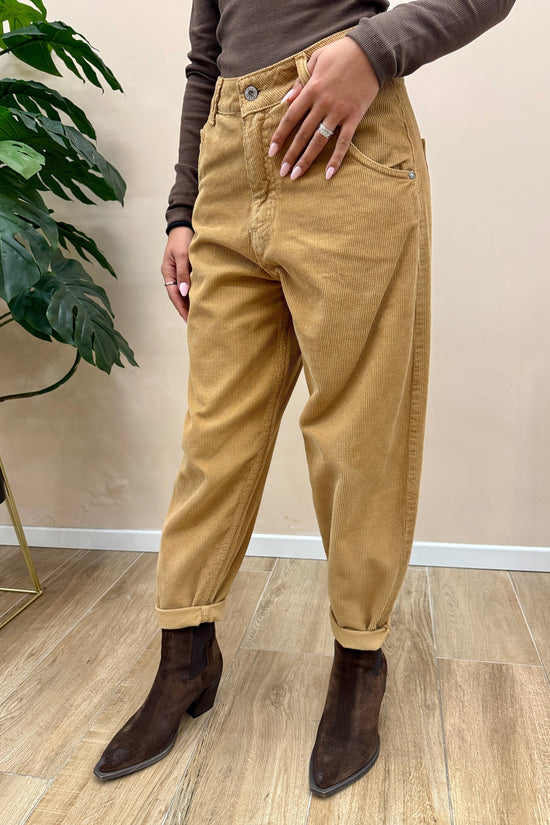 Pantalone ovetto velluto - TABACCO