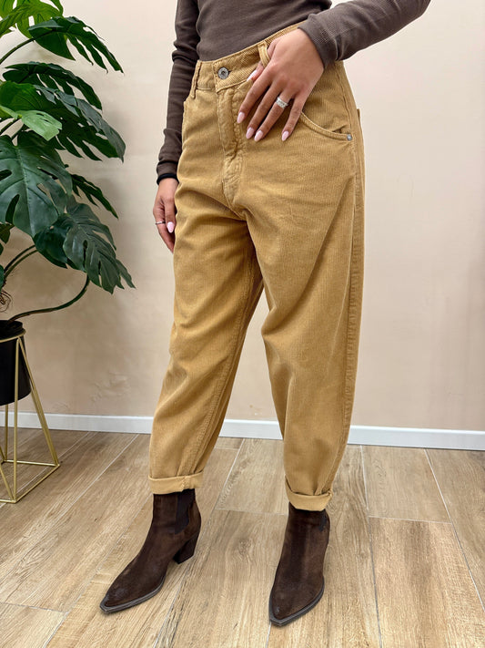 Pantalone ovetto velluto - TABACCO