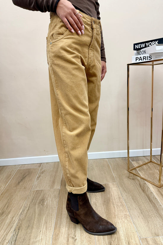 Pantalone ovetto velluto - TABACCO