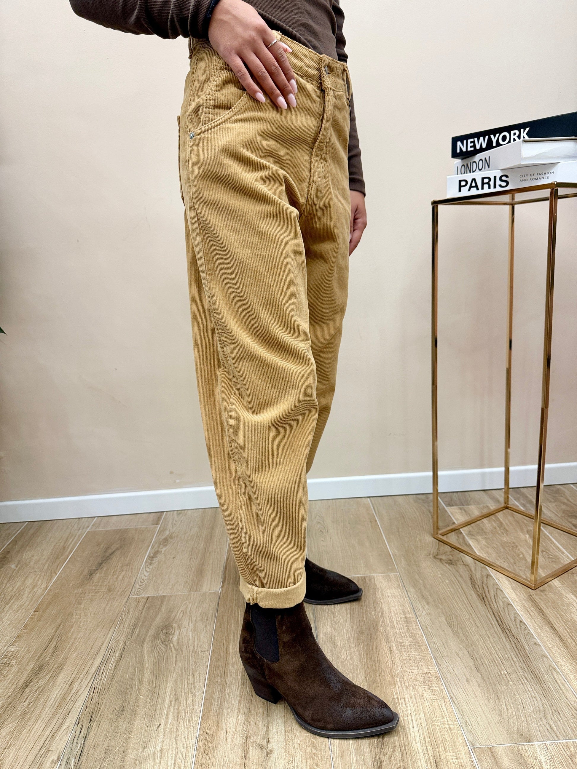 Pantalone ovetto velluto - TABACCO