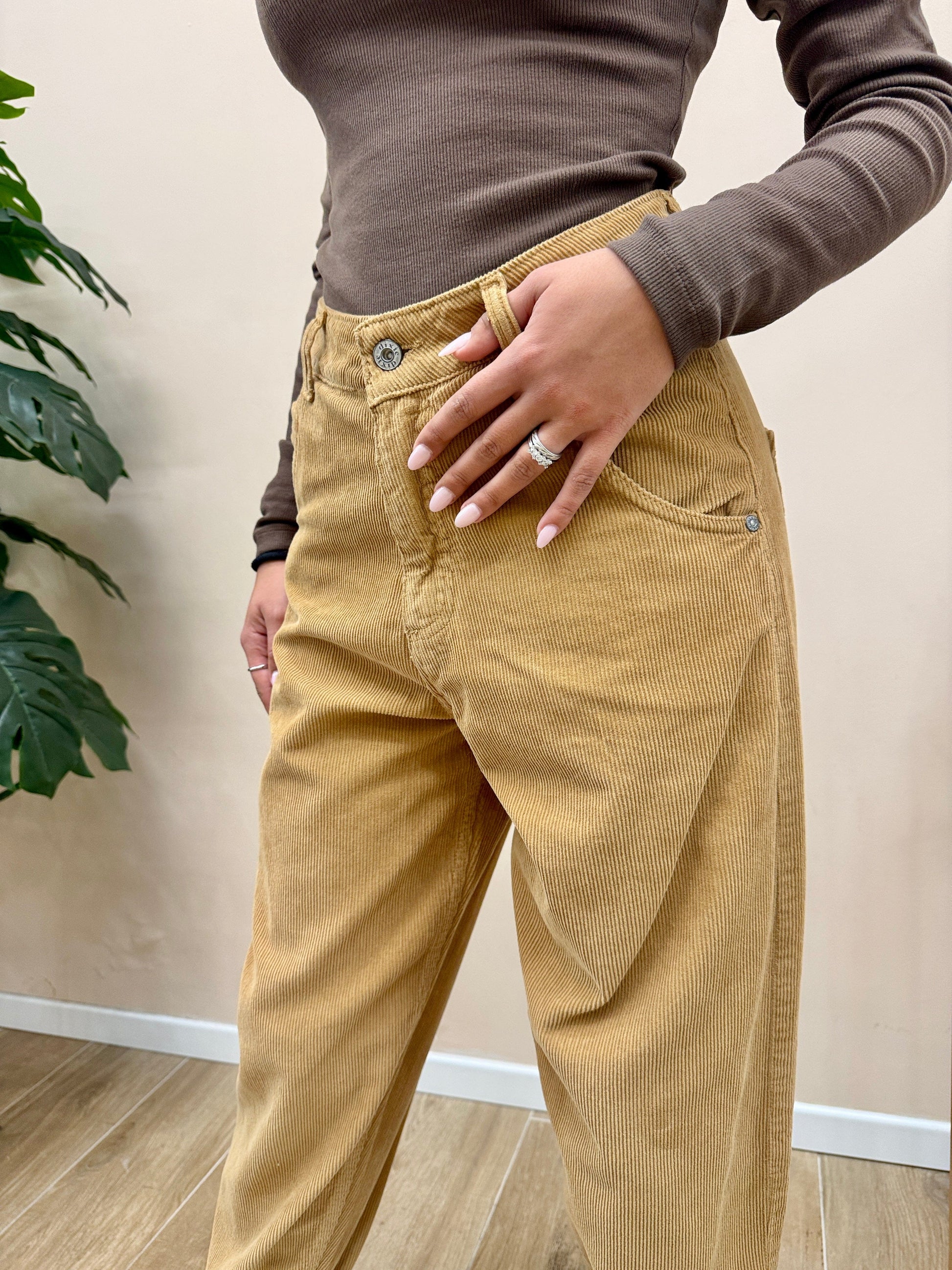 Pantalone ovetto velluto - TABACCO