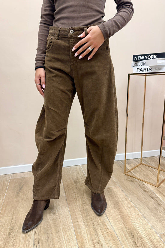 Pantalone velluto millerighe - MORO