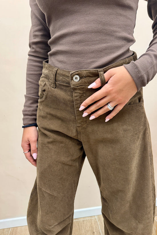 Pantalone velluto millerighe - MORO