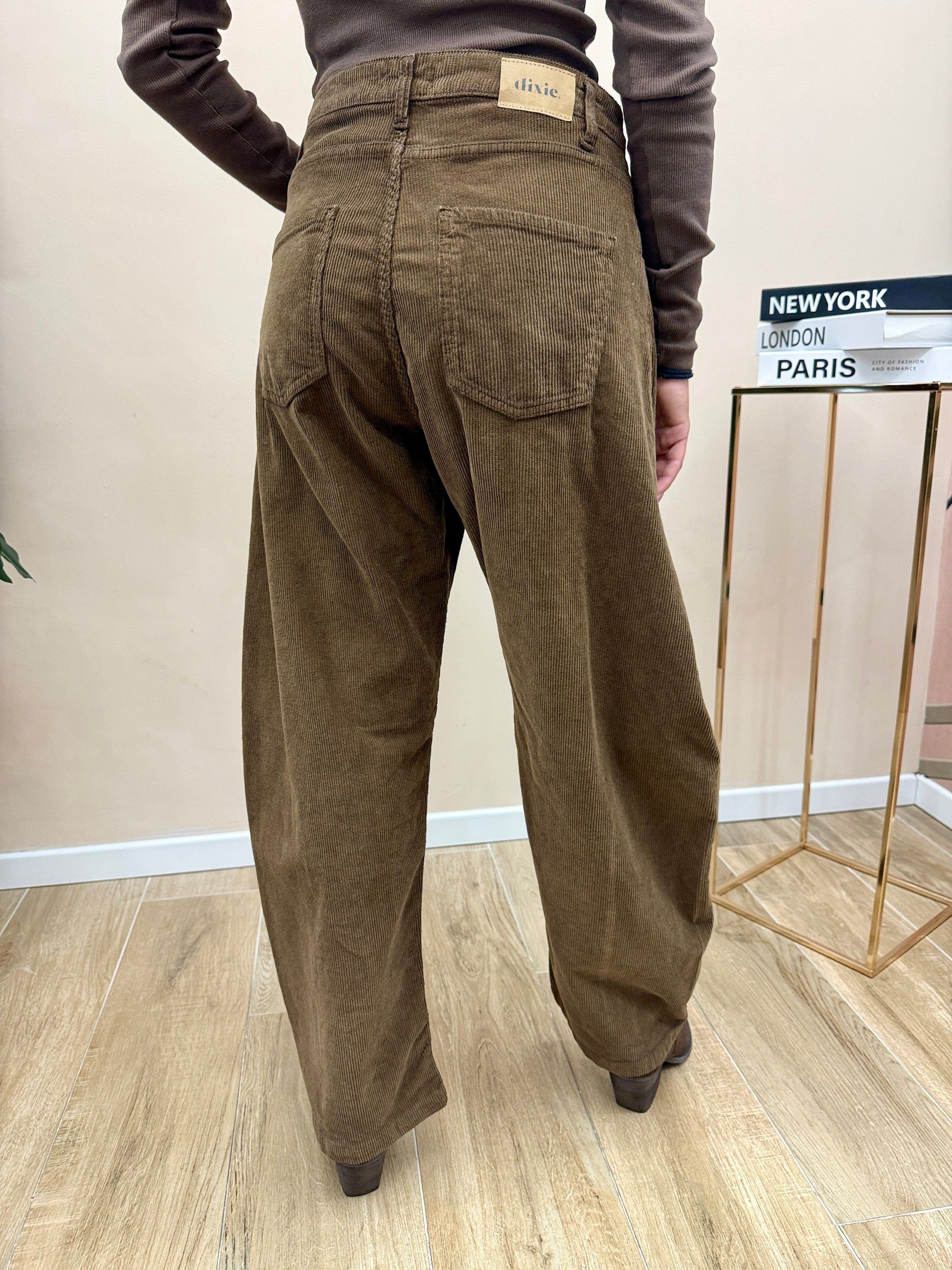 Pantalone velluto millerighe - MORO