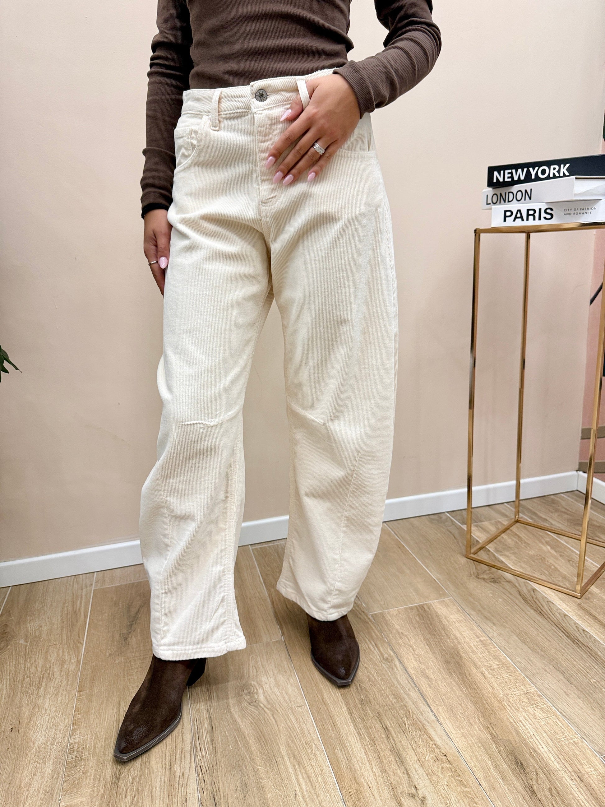 Pantalone velluto millerighe - BURRO