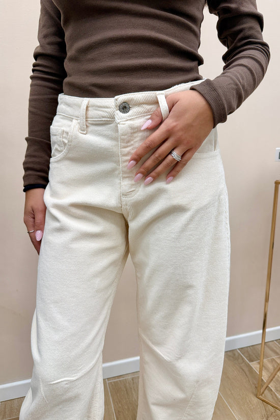 Pantalone velluto millerighe - BURRO