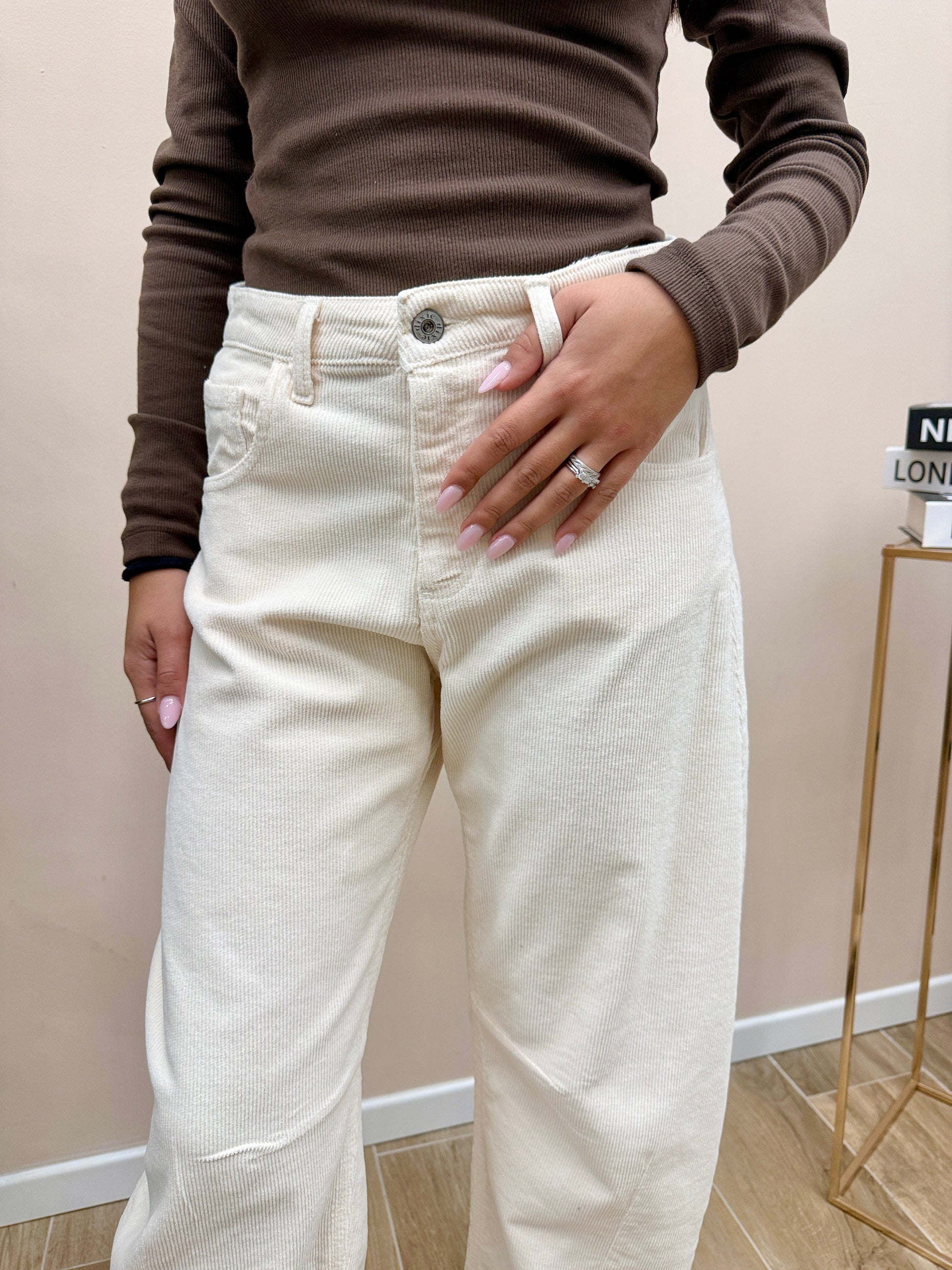 Pantalone velluto millerighe - BURRO