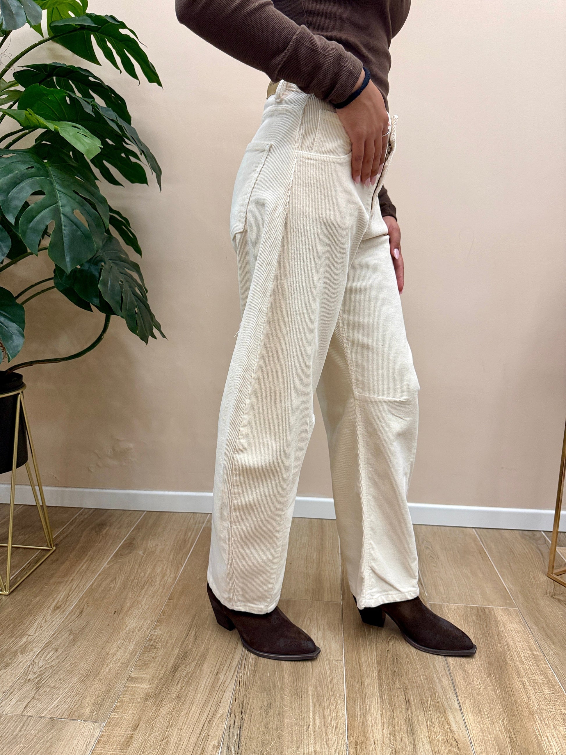 Pantalone velluto millerighe - BURRO