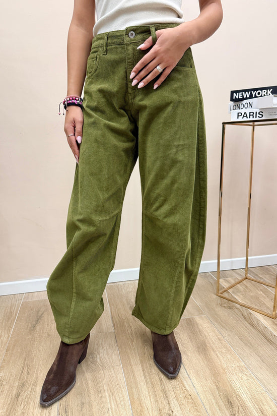 Pantalone velluto millerighe - OLIVA