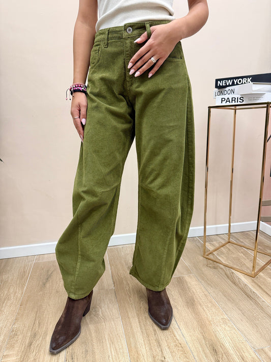 Pantalone velluto millerighe - OLIVA