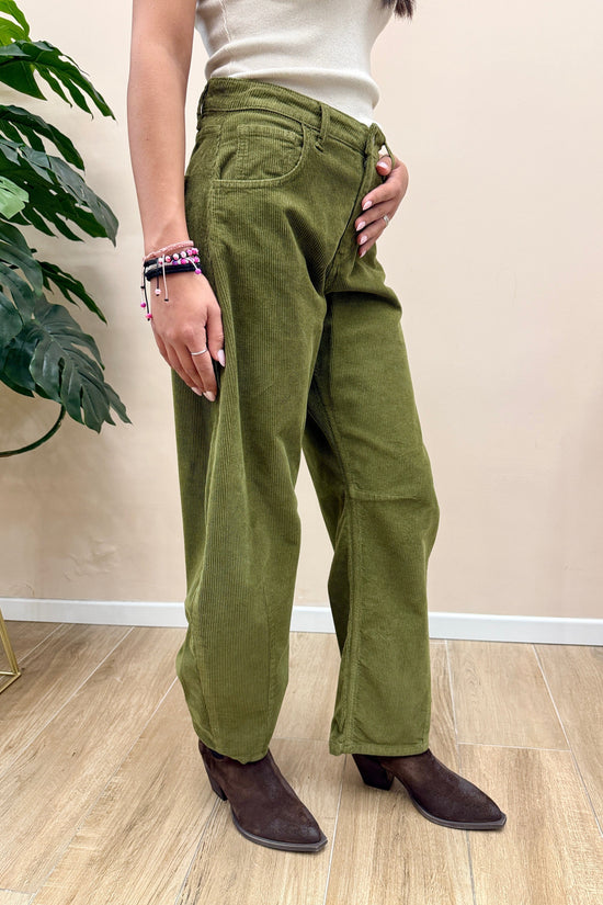 Pantalone velluto millerighe - OLIVA