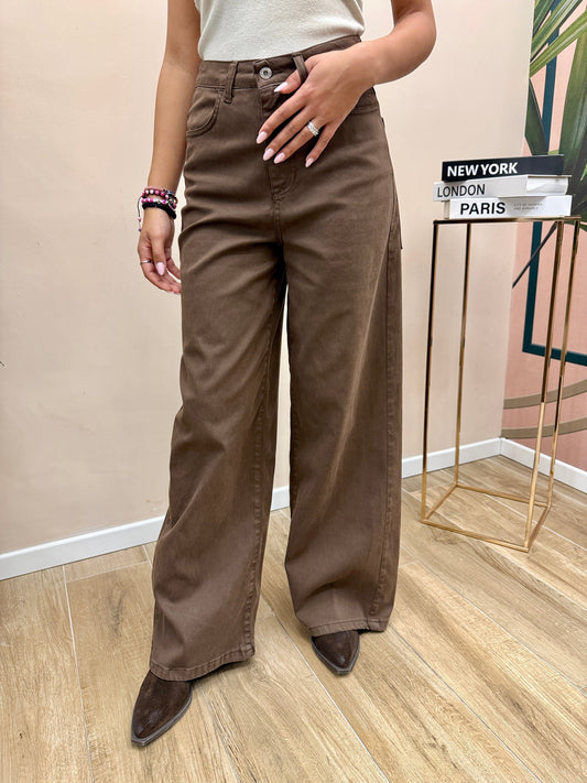 Jeans palazzo tascone - MORO