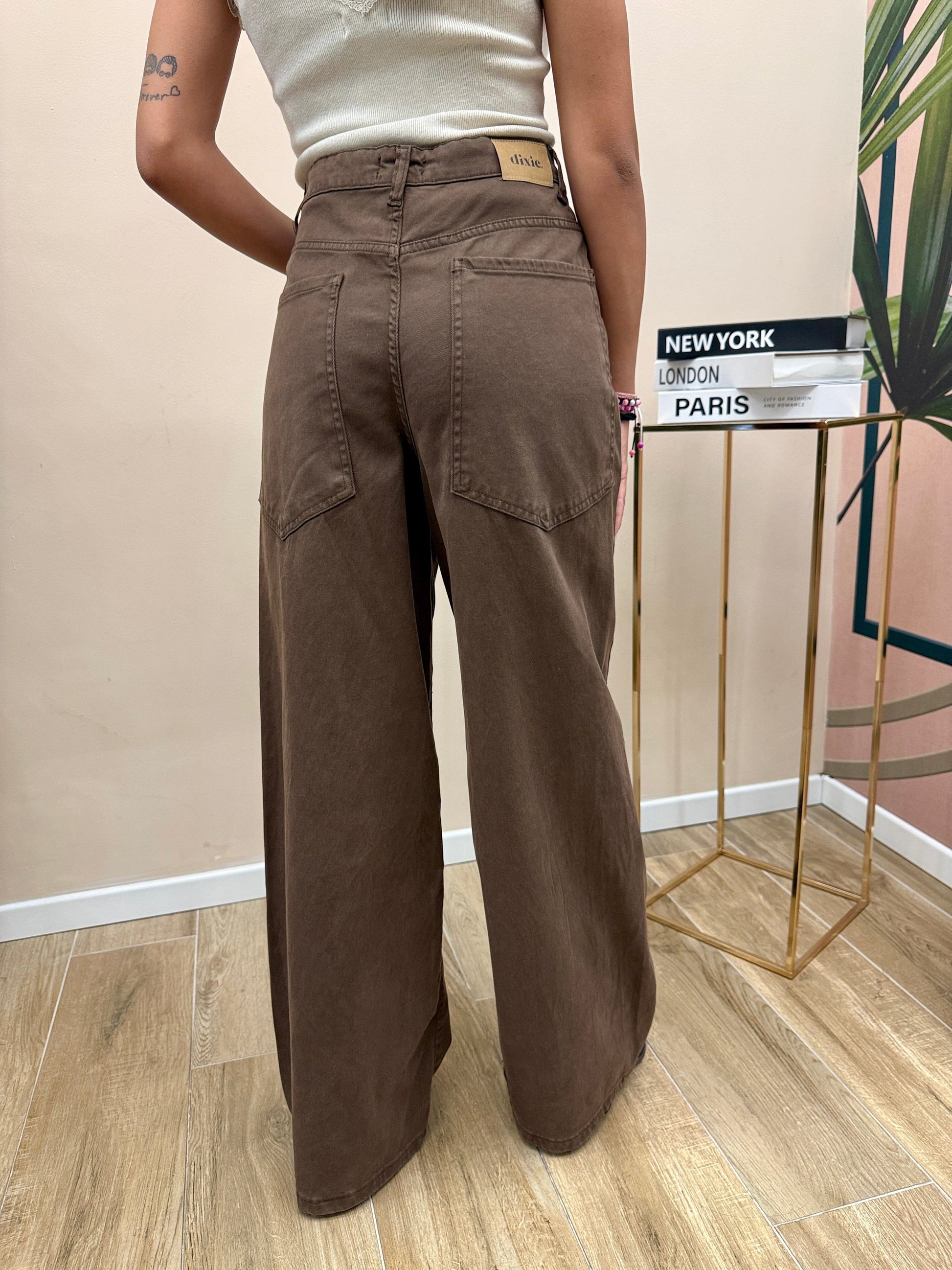 Jeans palazzo tascone - MORO