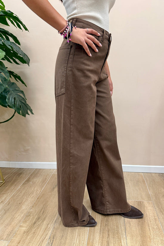 Jeans palazzo tascone - MORO