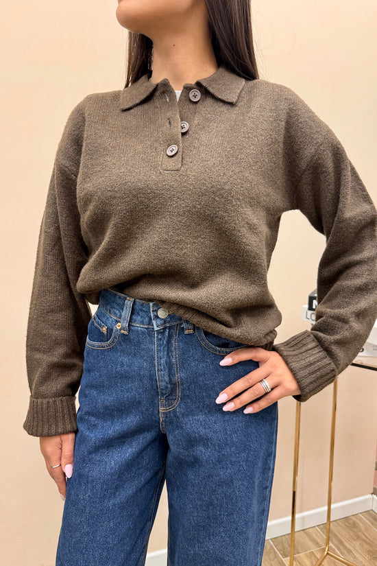 Pull polo knit - CIOCCOLATO