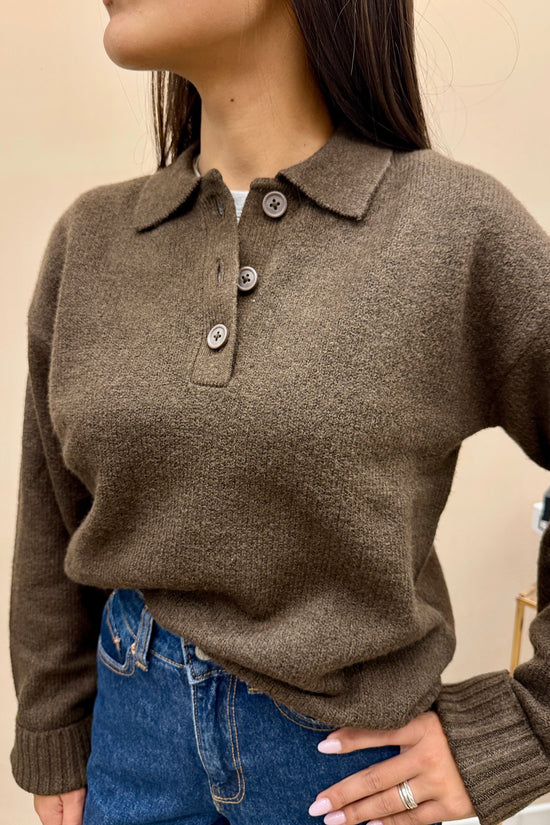 Pull polo knit - CIOCCOLATO