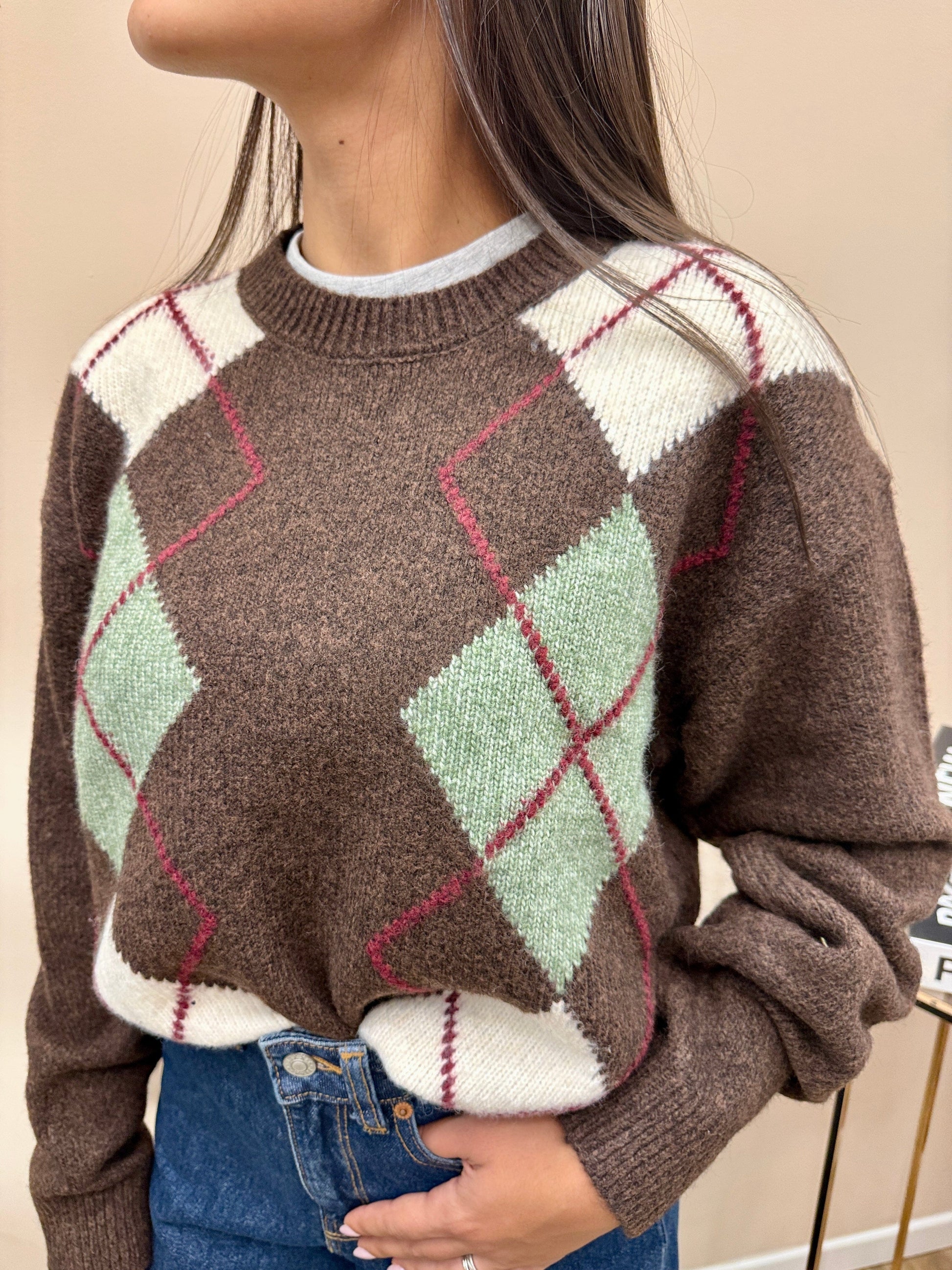 Pull quadri misto lana - MORO