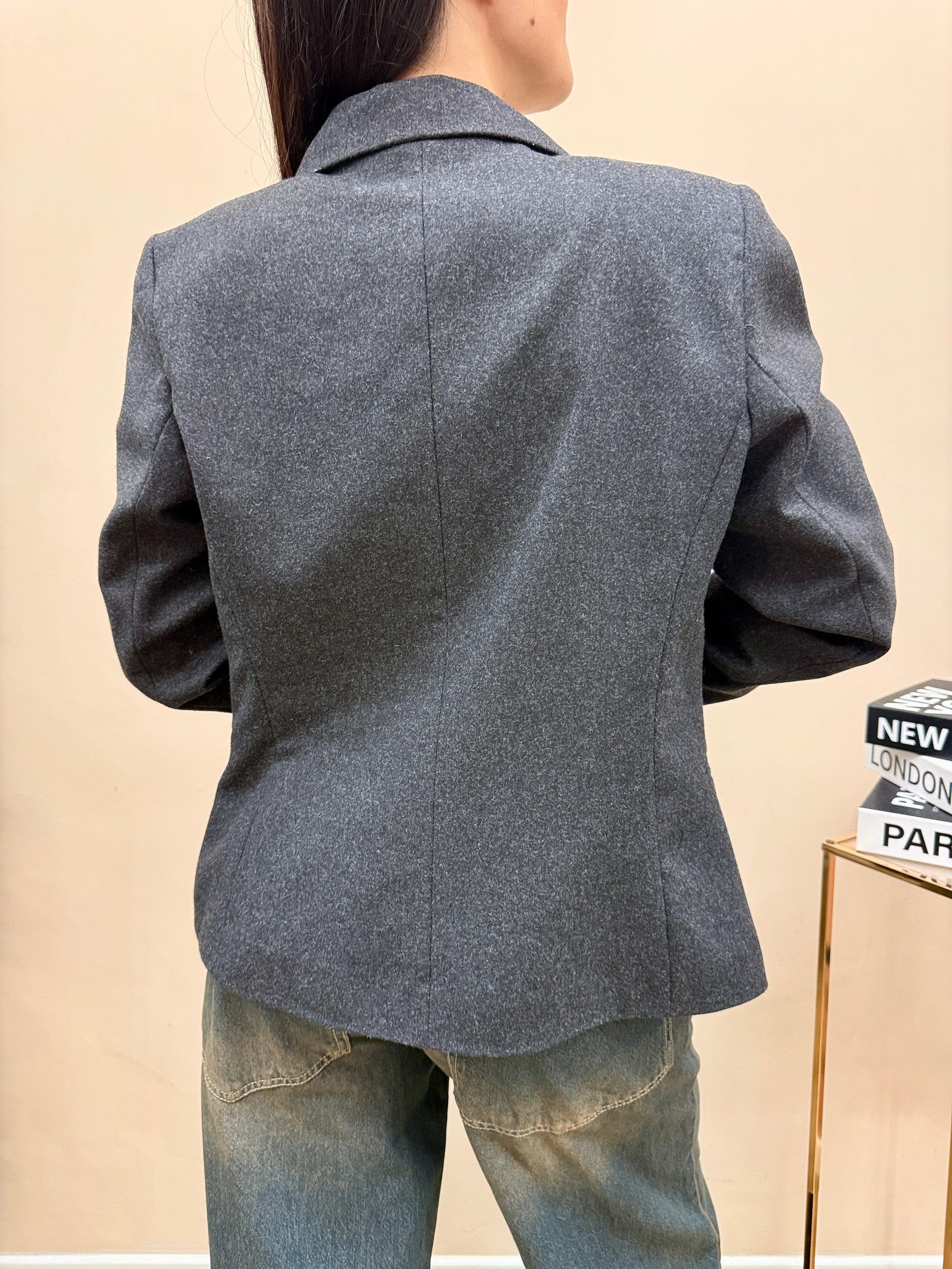 Giacca in lana slim - ANTRACITE