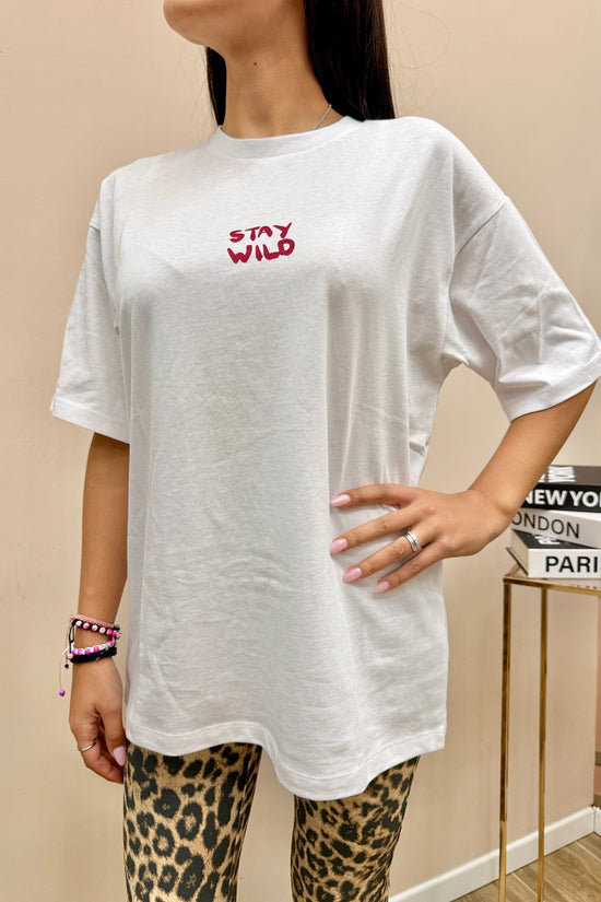 t-shirt over stampa - BIANCO