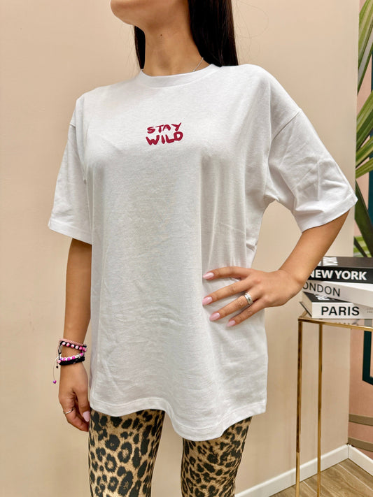 t-shirt over stampa - BIANCO