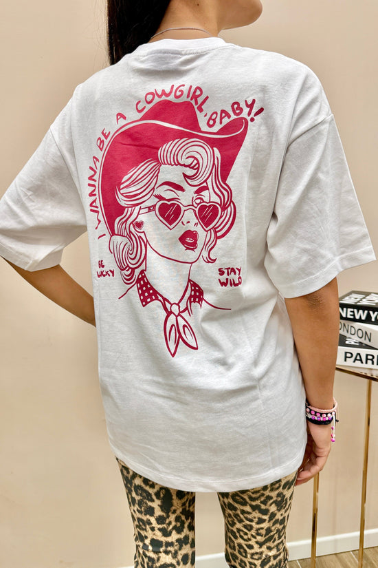 t-shirt over stampa - BIANCO