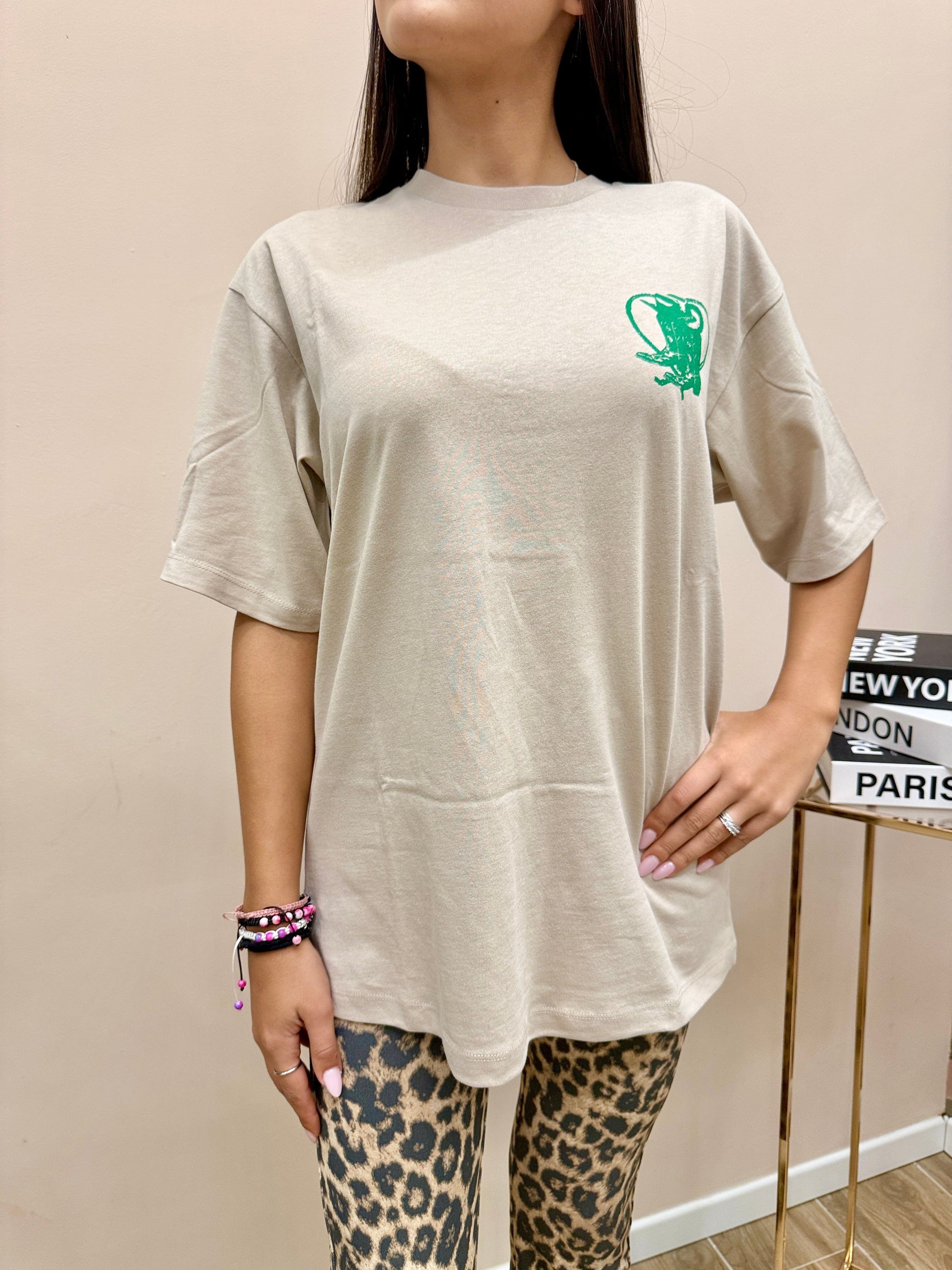 t-shirt over stampa - CREMA