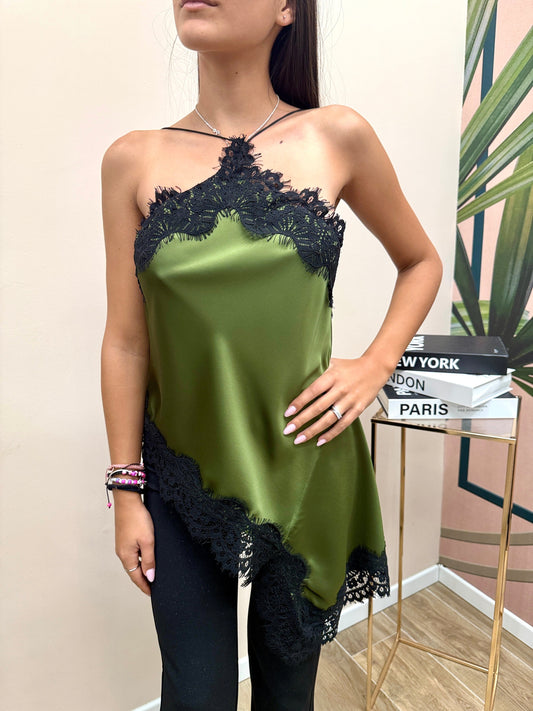 Top con pizzo - VERDE