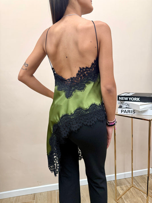 Top con pizzo - VERDE