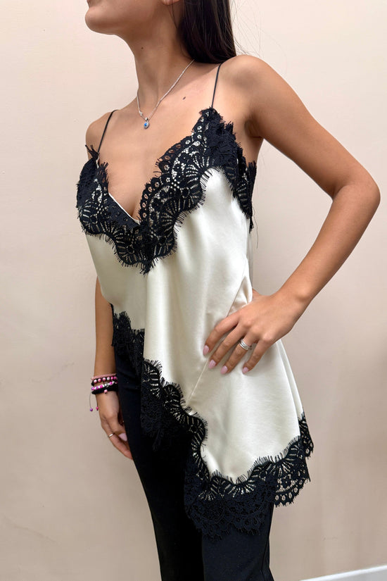 Top pizzo e satin - BURRO