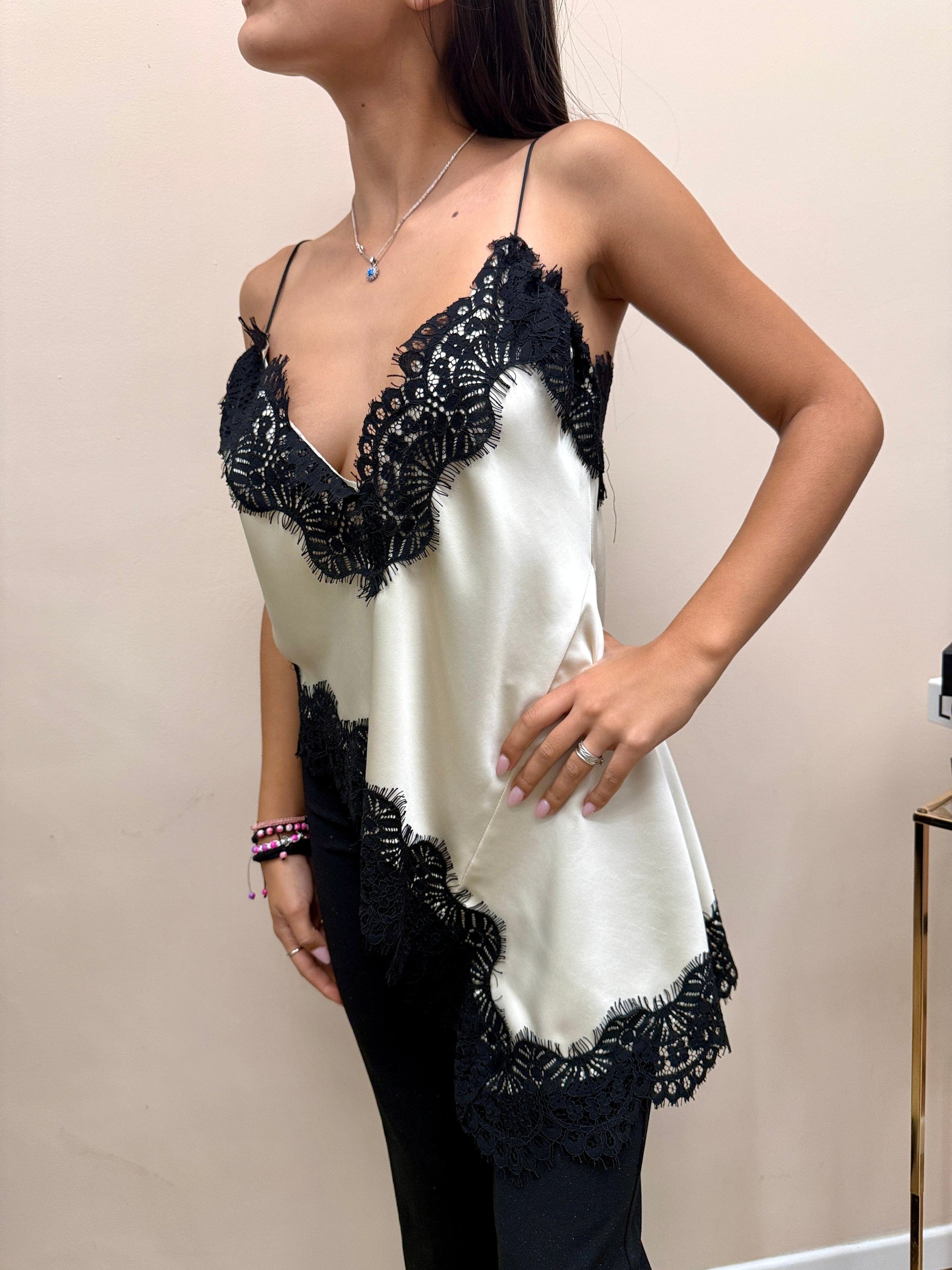 Top pizzo e satin - BURRO