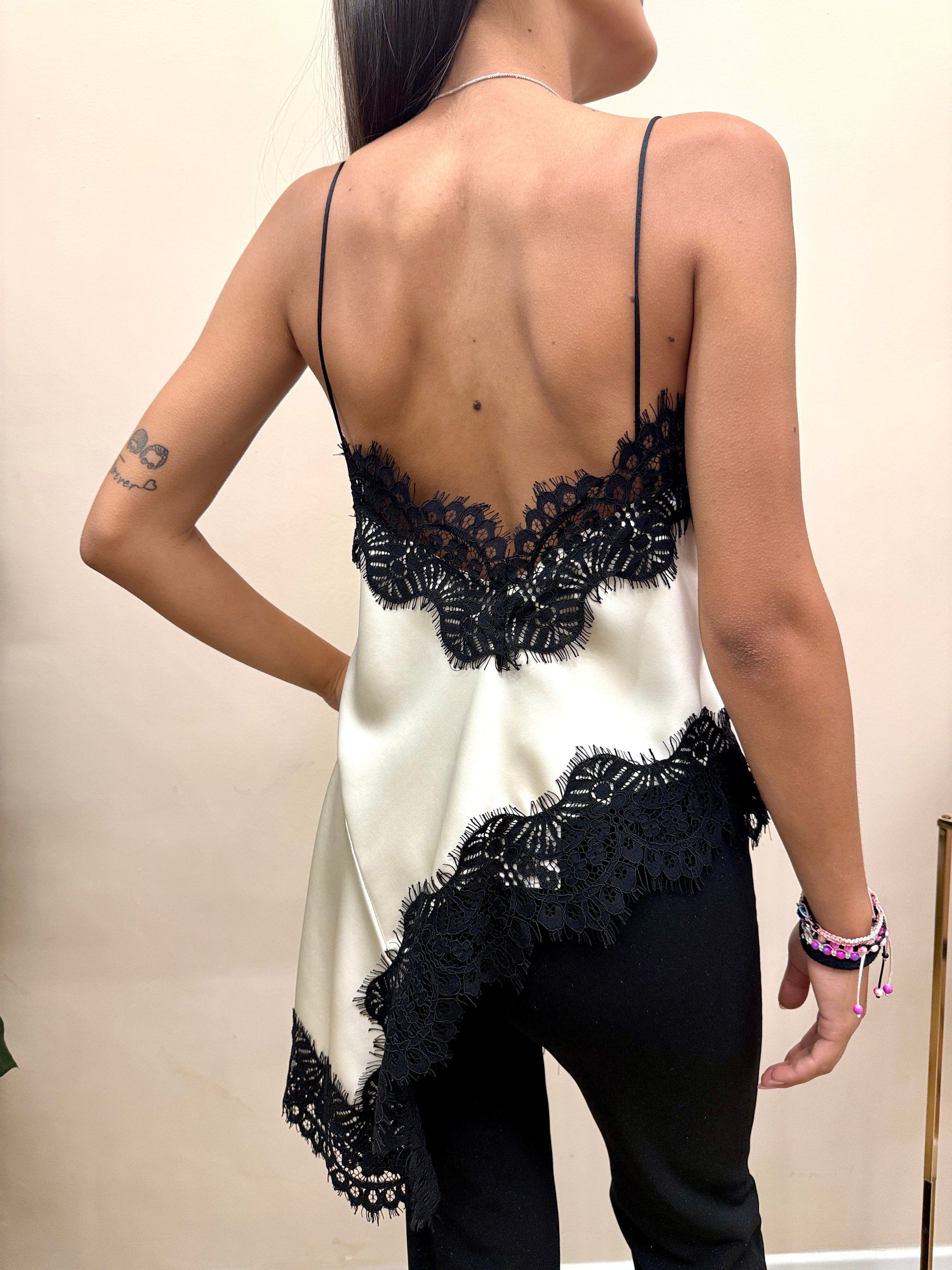 Top pizzo e satin - BURRO