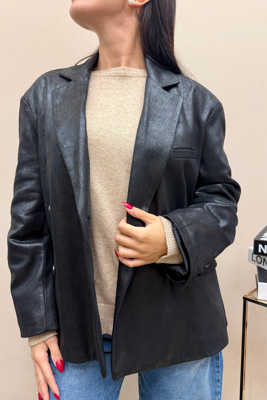 Giacca ecopelle - NERO