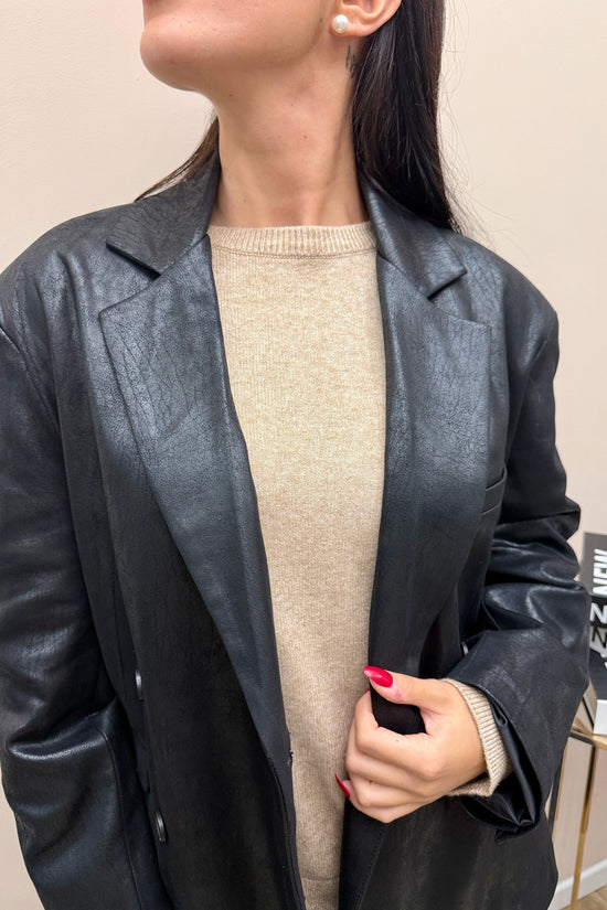 Giacca ecopelle - NERO