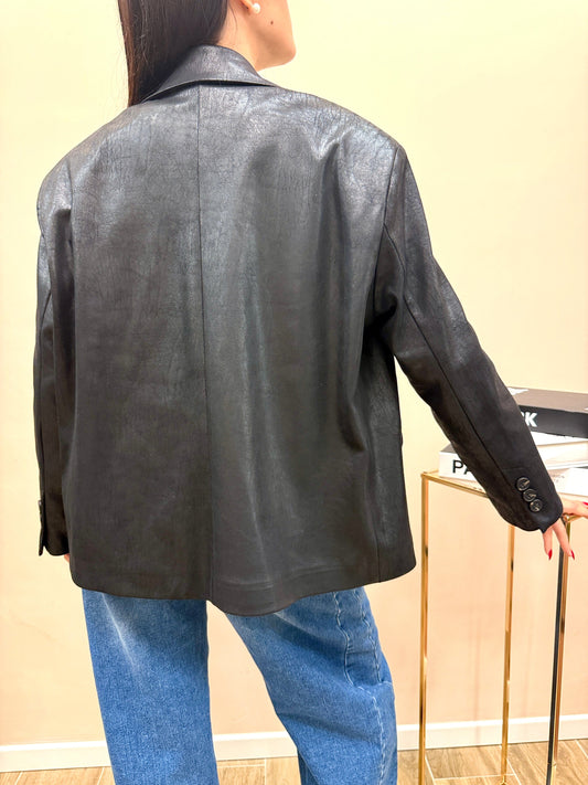 Giacca ecopelle - NERO