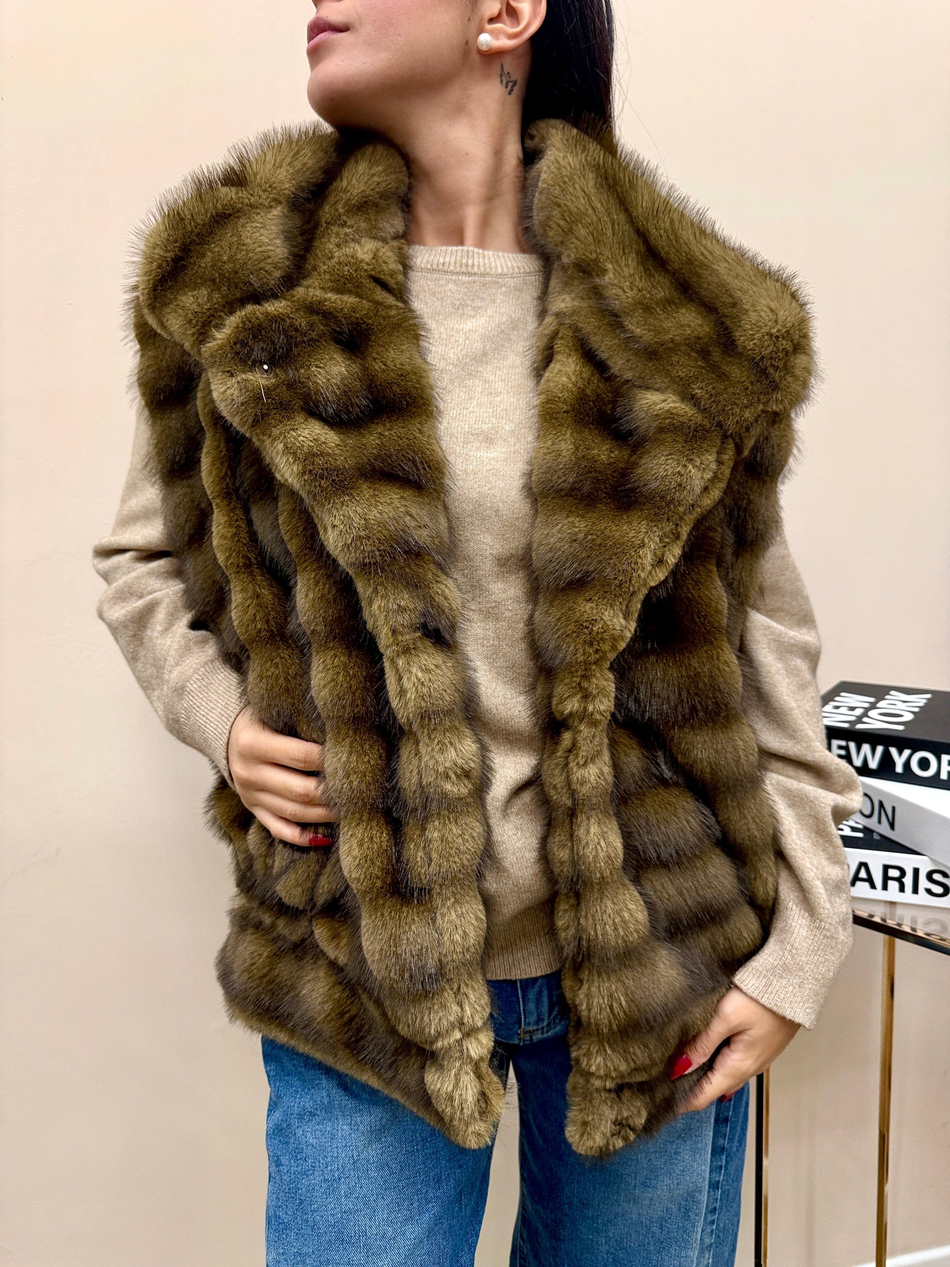 gilet pelliccia - MORO