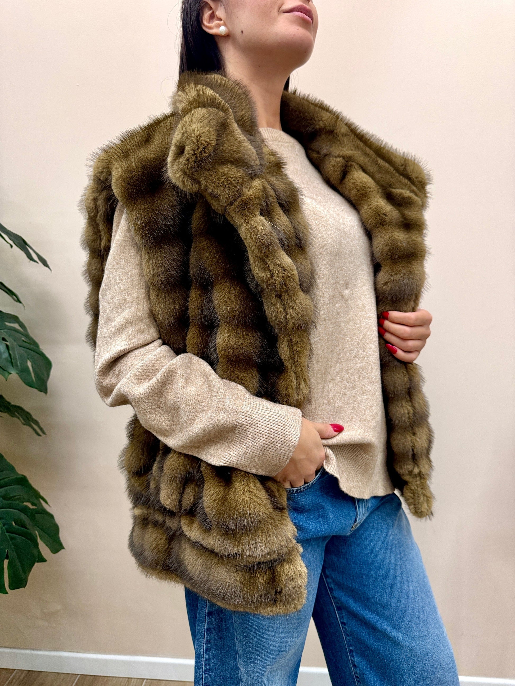 gilet pelliccia - MORO