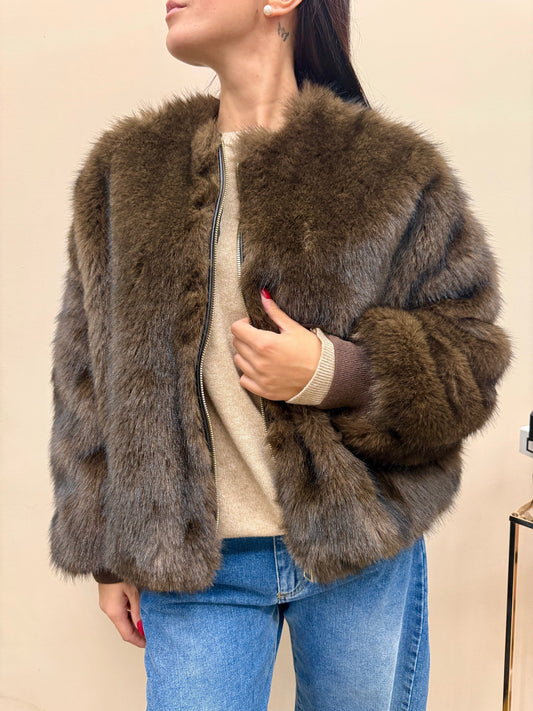 Bomber ecopelliccia - MORO