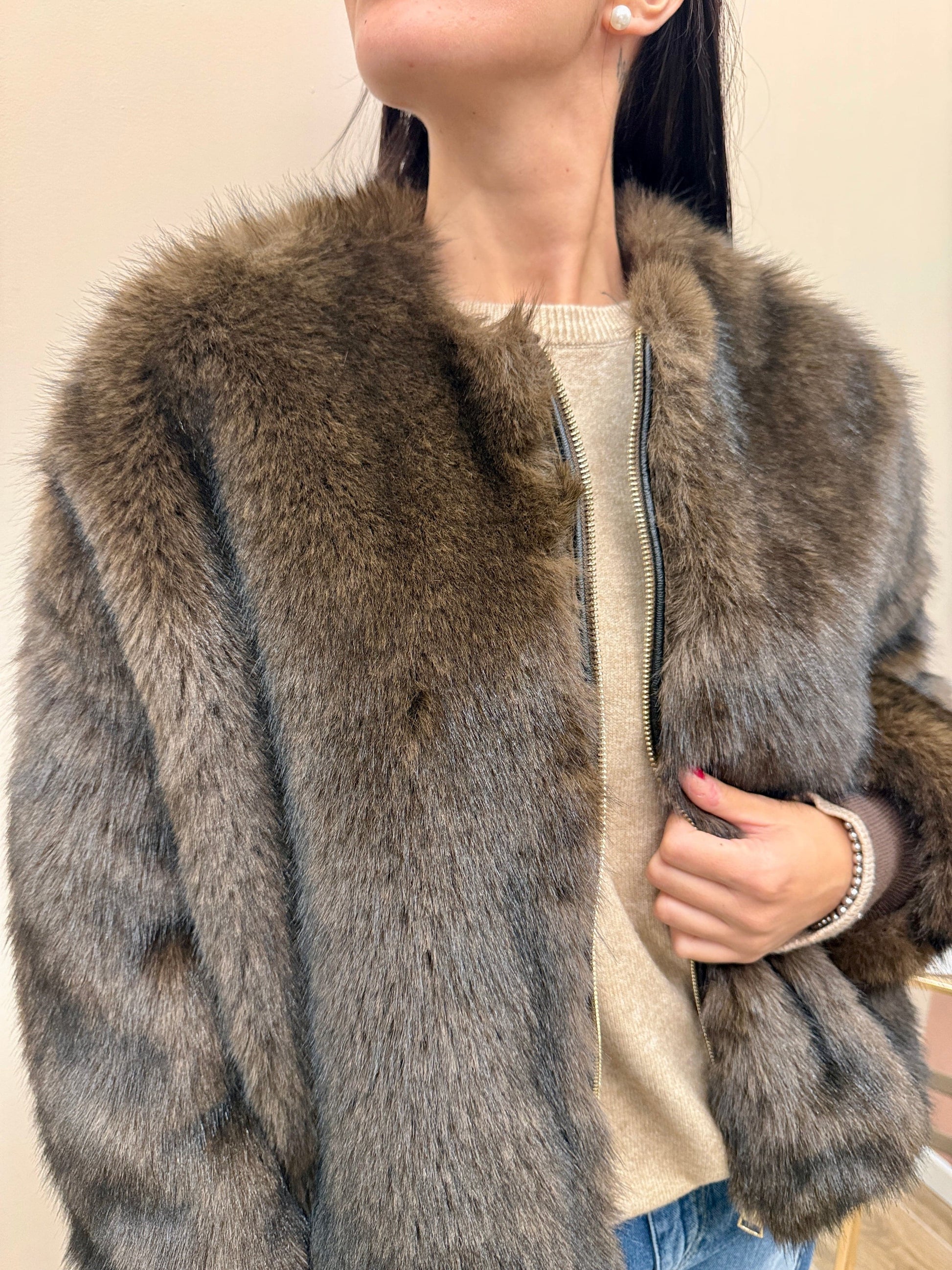 Bomber ecopelliccia - MORO