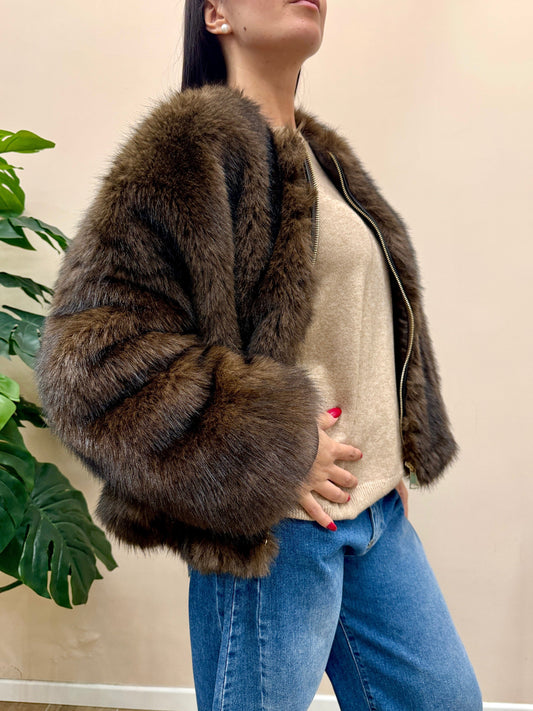 Bomber ecopelliccia - MORO