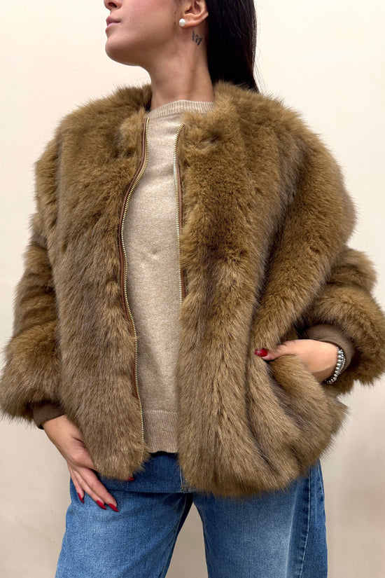 Bomber ecopelliccia - CAMMELLO