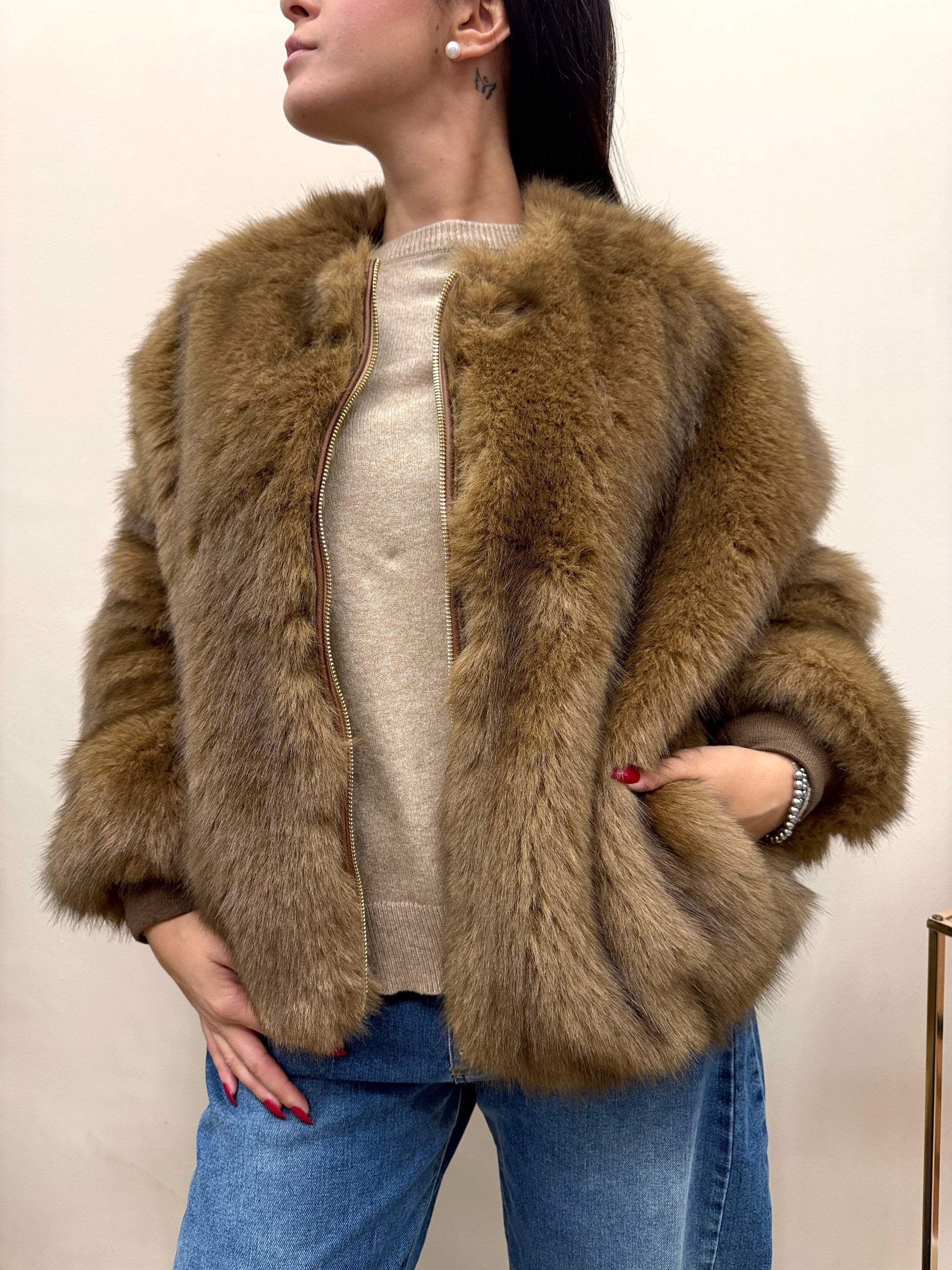 Bomber ecopelliccia - CAMMELLO