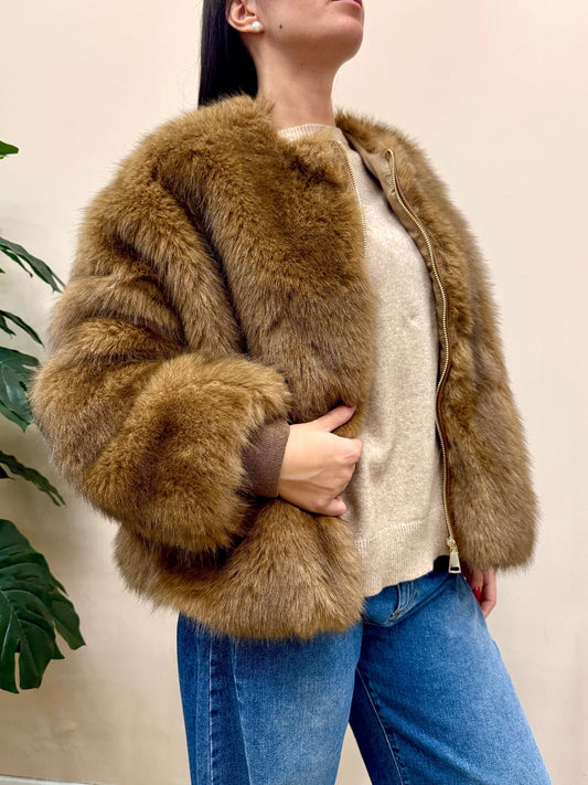 Bomber ecopelliccia - CAMMELLO