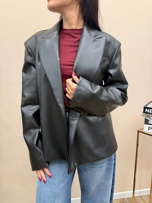 Giacca in ecopelle - NERO