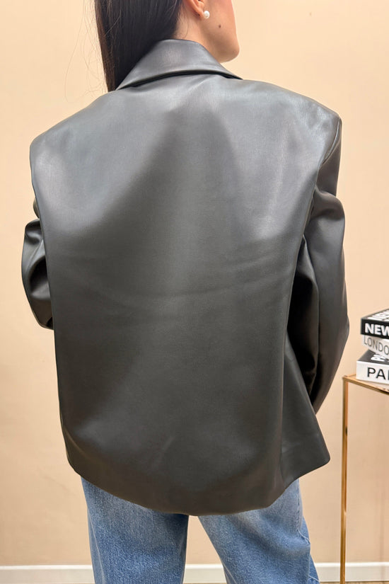 Giacca in ecopelle - NERO