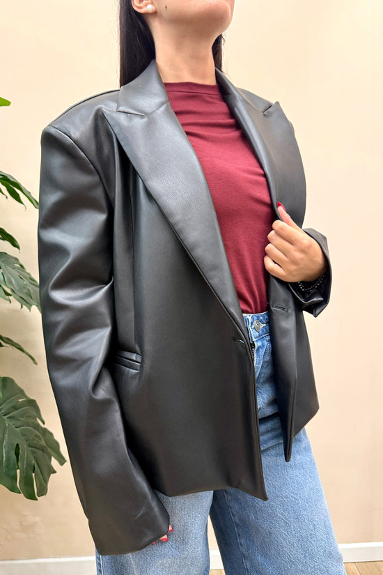 Giacca in ecopelle - NERO