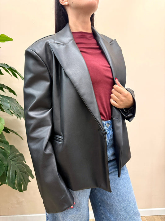 Giacca in ecopelle - NERO