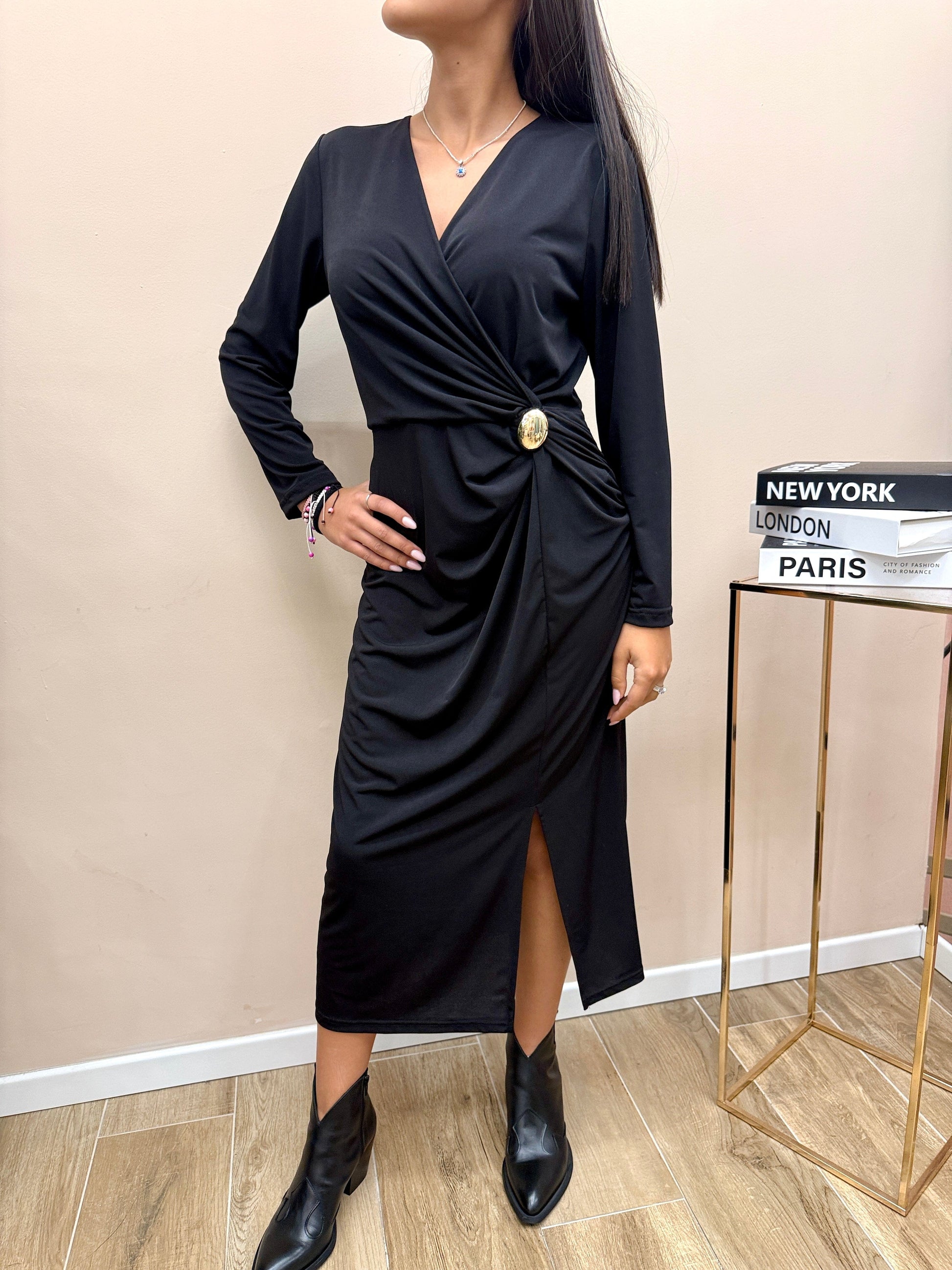 Abito fluido midi - NERO