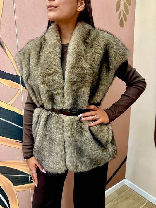 Gilet ecopelliccia - CAMMELLO