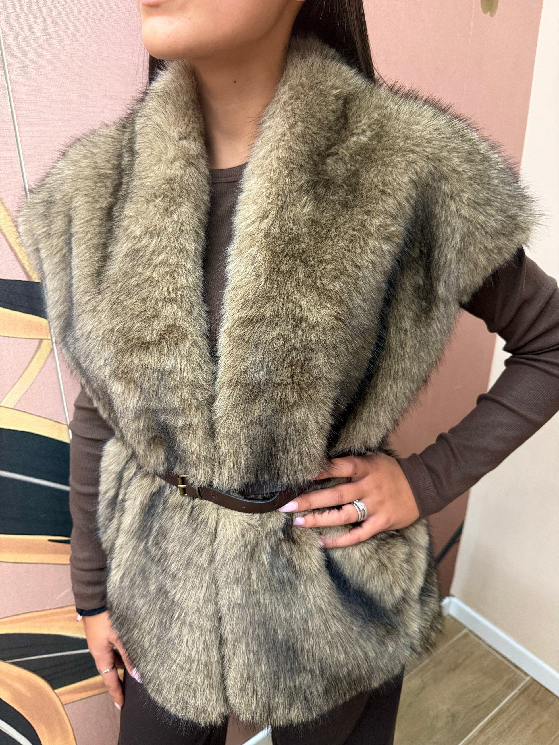 Gilet ecopelliccia - CAMMELLO